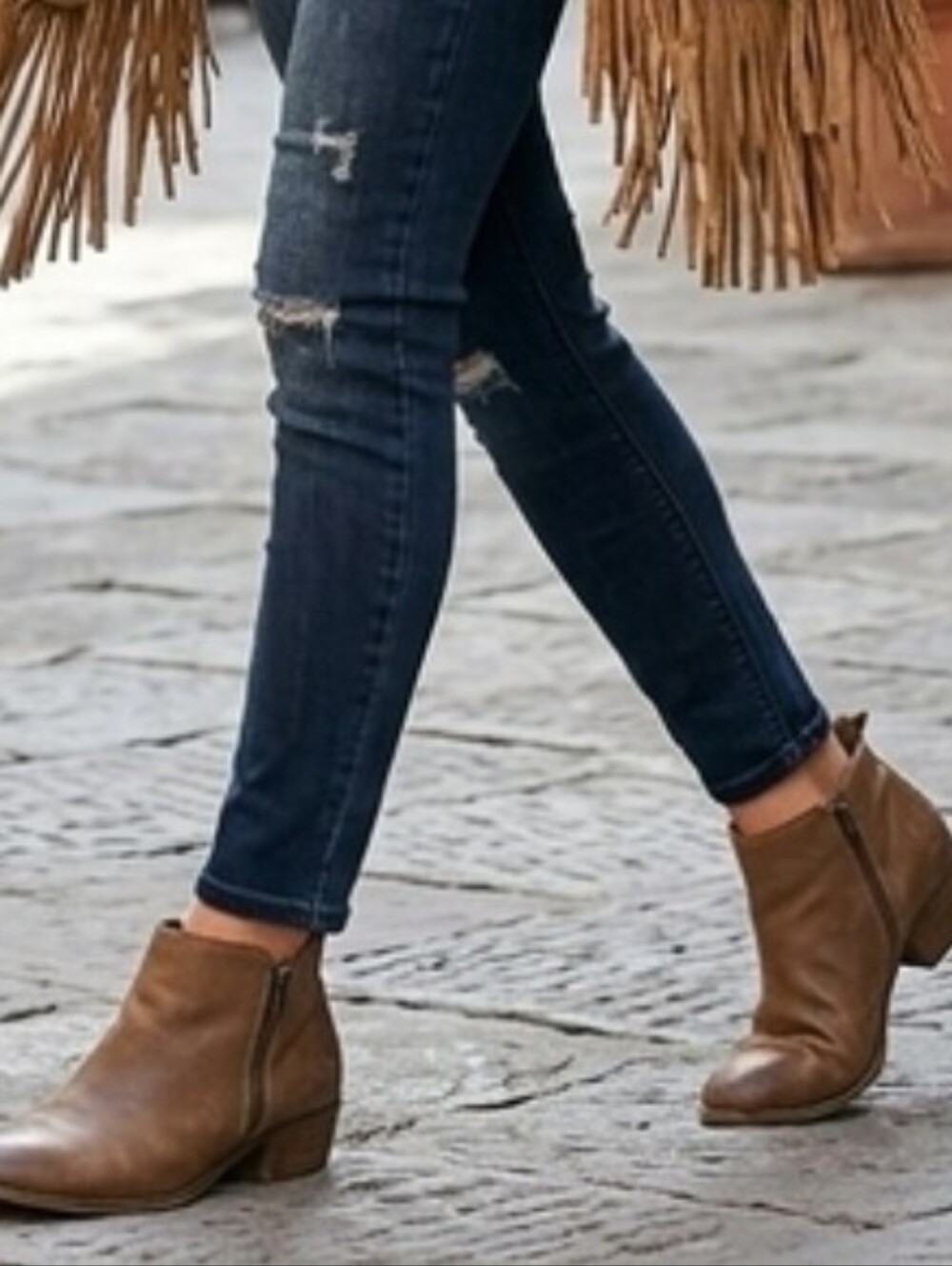Lucky Brand Leather Basel Boots Dual Zip In Tan Size 8m/38